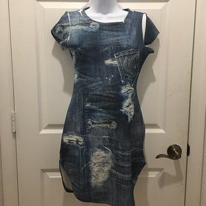 Faux Denim Bodycon Dress